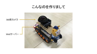 こんなのを作りまして	
360度カメラ
Webサーバー
 
