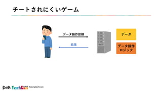 #denatechcon
チートされにくいゲーム
データ操作依頼 データ
データ操作
ロジック
結果
 