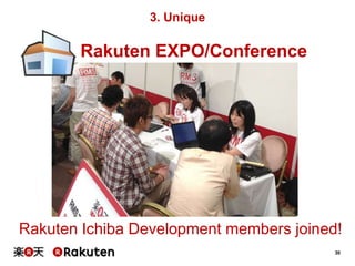 3. Unique

Rakuten EXPO/Conference

Rakuten Ichiba Development members joined!
30

 