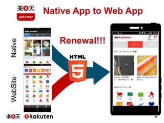 Renewal!!!

WebSite

Native

Native App to Web App

46

 
