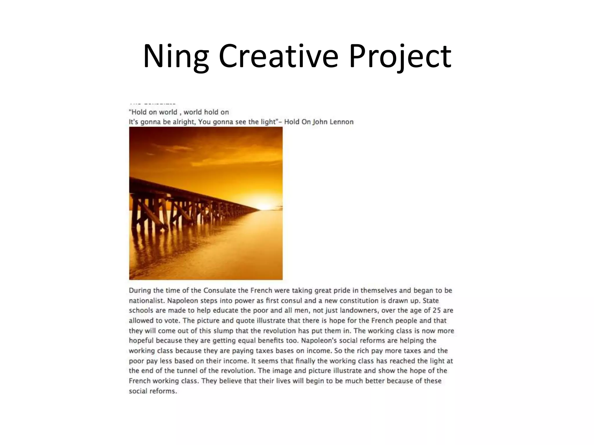 NINGDaily plans (Students Absent)Cooperative WorkInteraction between students (different sections)http://hix0910whii.ning.com/