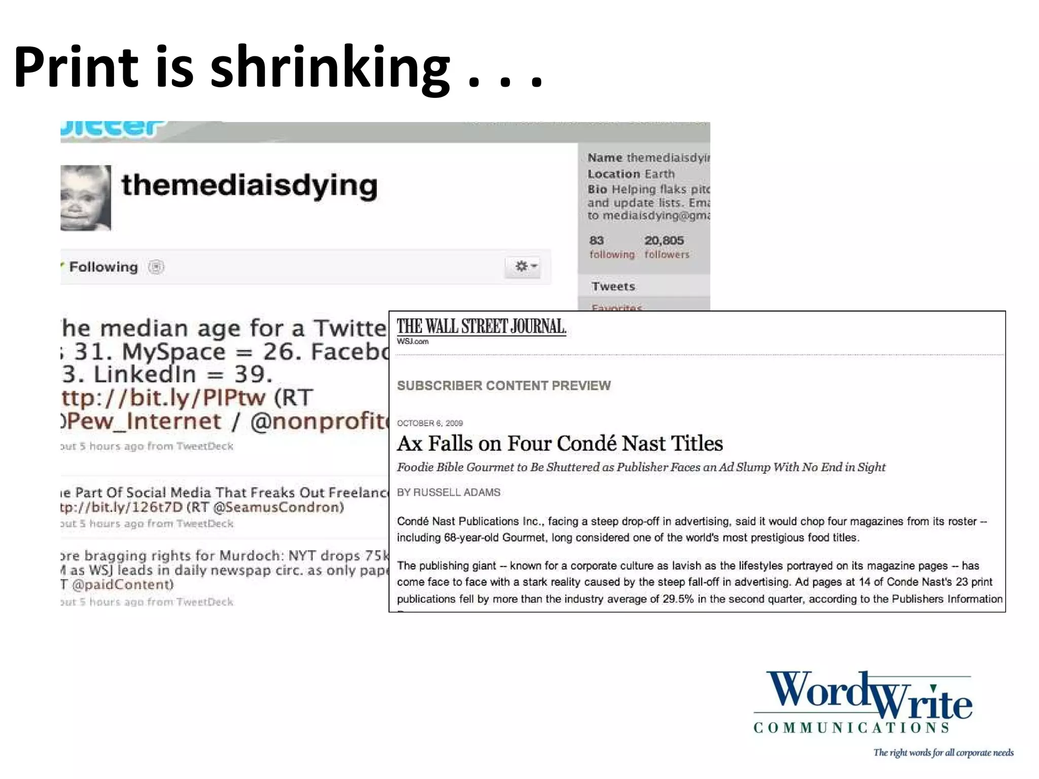 Print is shrinking . . .