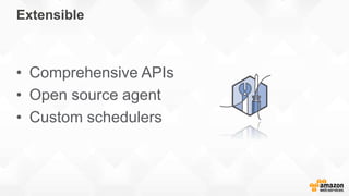 Extensible
• Comprehensive APIs
• Open source agent
• Custom schedulers
 