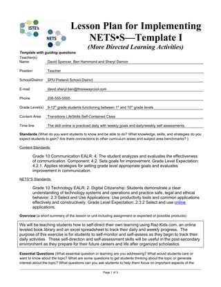 Tech course lesson plan | PDF