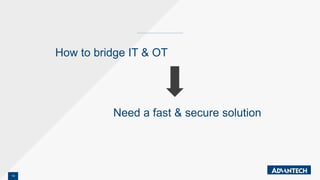 14
How to bridge IT & OT
Need a fast & secure solution
 