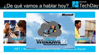 Visual Studio 2012 + TFS




Móvil              Cloud             Escritorio

.NET / WinRT / Windows Phone / Windows Azure
 