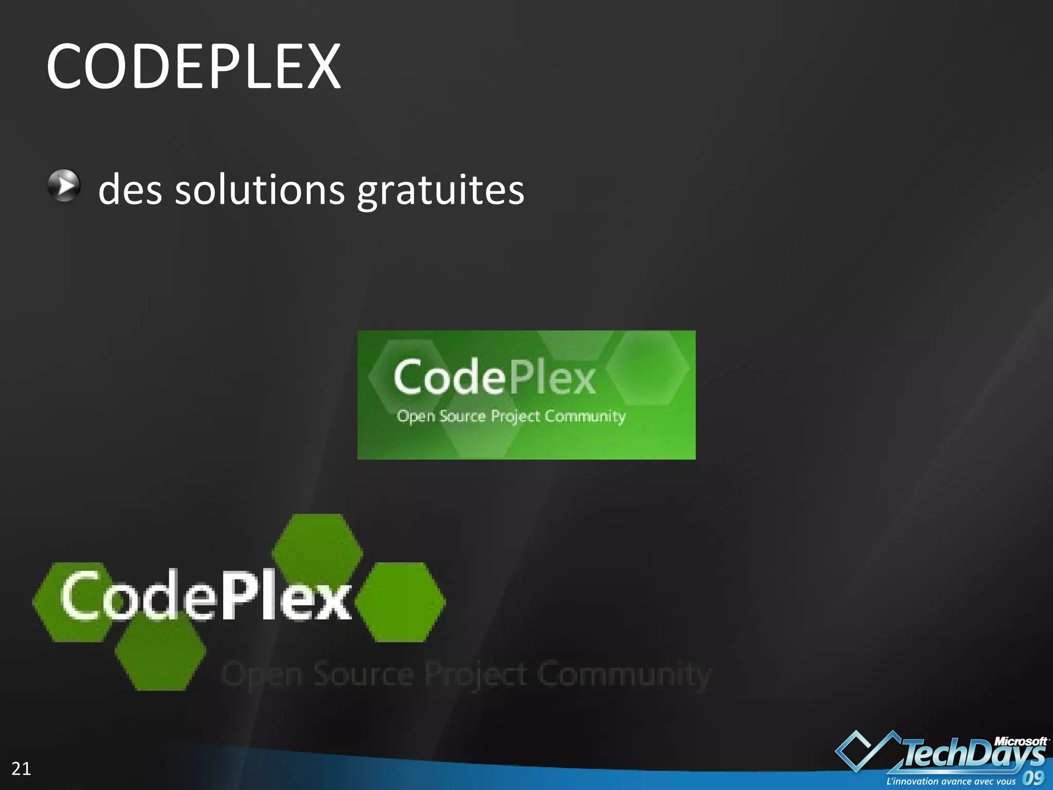 CODEPLEX des solutions gratuites 