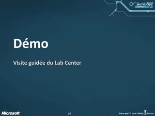 1010
Démo
Visite guidée du Lab Center
 