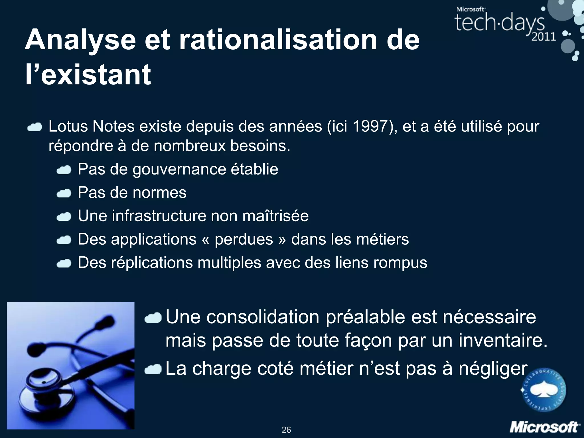 MigrationsUsage de Lotus Notespérimètre