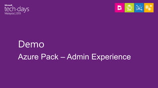 Demo
Azure Pack – Admin Experience

 