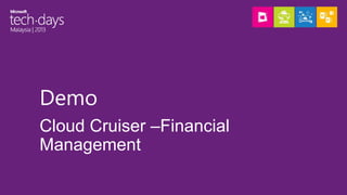 Demo
Cloud Cruiser –Financial
Management

 
