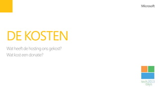 DE KOSTEN
Wat heeft de hosting ons gekost?
Wat kost een donatie?
 
