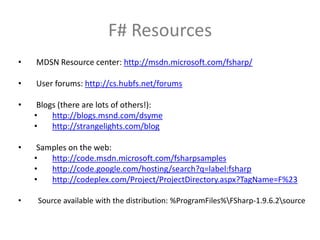 Tech Days Paris Intoduction F# and Collective Intelligence