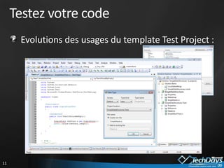 Testez votre codeEvolutions des usages du template Test Project :