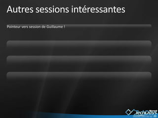 Autres sessions intéressantesPointeur vers session de Guillaume !