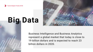 Big Data
Tech & Digital Trends 2018
Business Intelligence and Business Analytics
represent a global market that today is c...