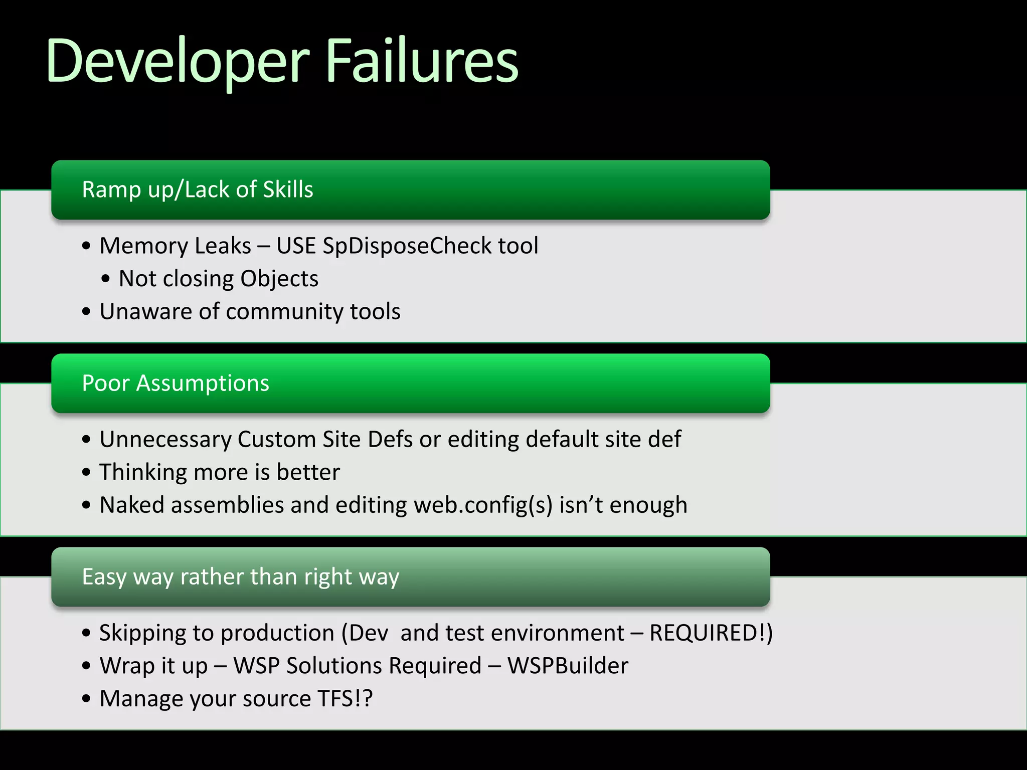 Developer Failures