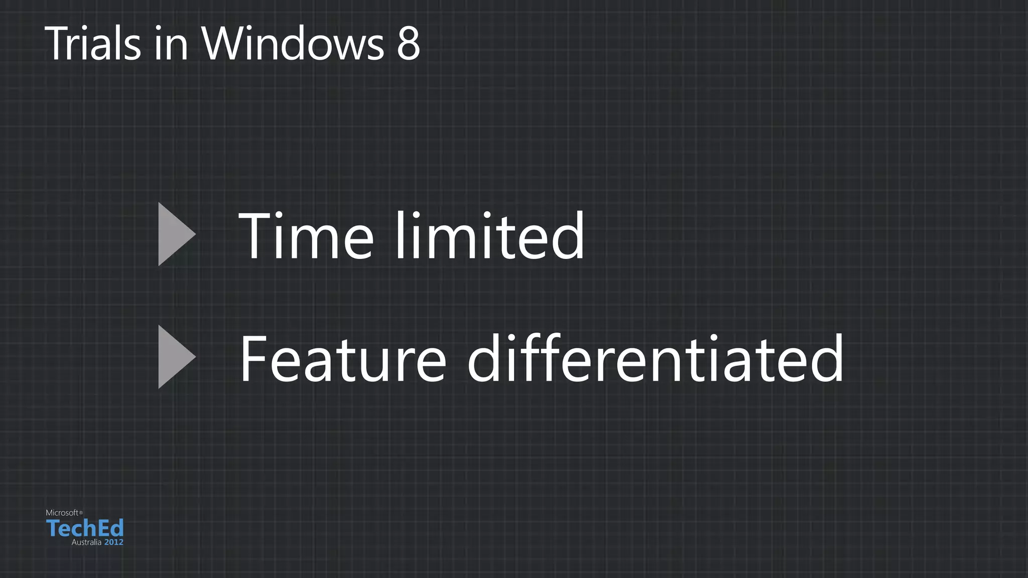 Time limited
Feature differentiated
 