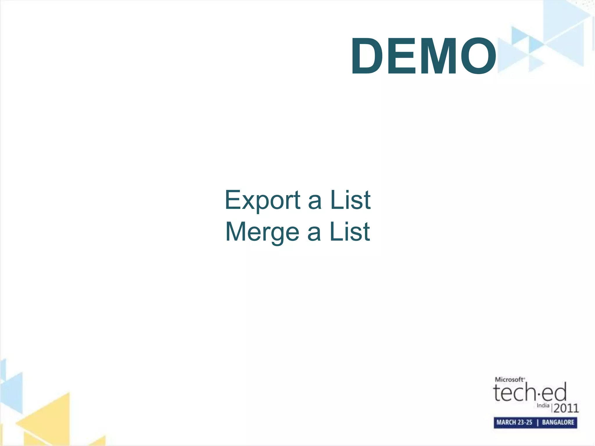 Export a ListMerge a ListDEMO
