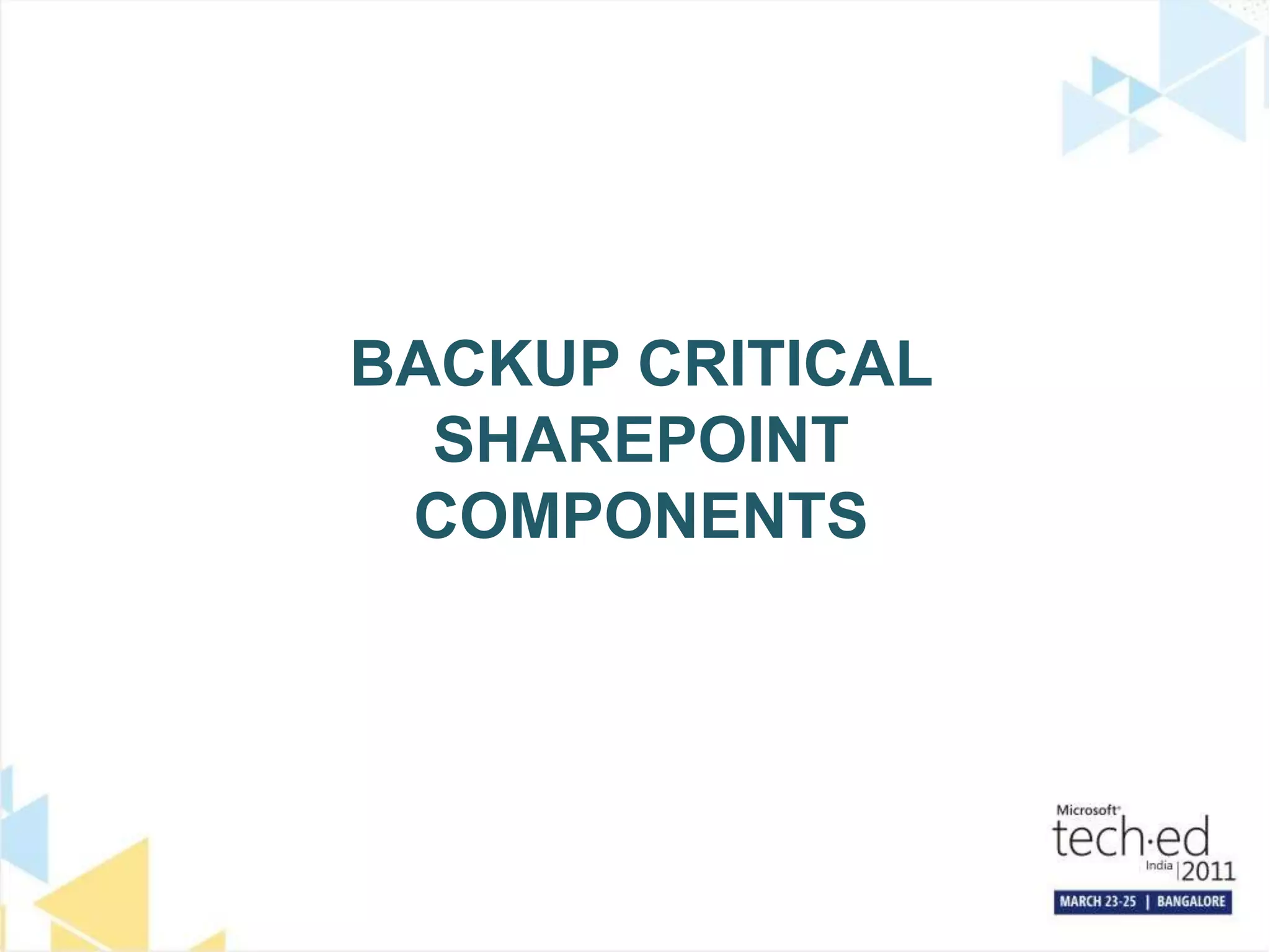 Backup Critical SharePoint Components