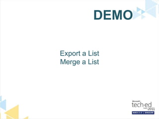 Export a ListMerge a ListDEMO