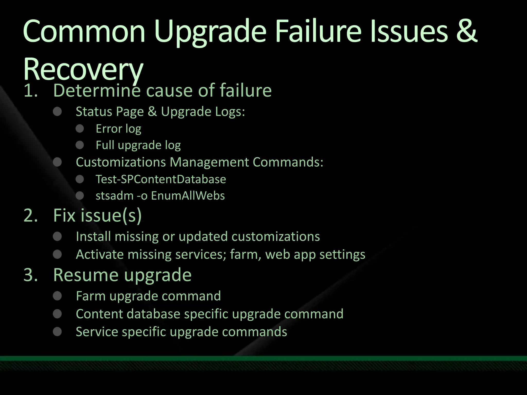 64 bit SQL Server 2008Why Upgrade?Engine optimizationsFILESTREAM support for Remote Blob Storage (RBS)Why Enterprise?Backup compression (faster and smaller)High Availability Mirroring enhancements with built in support in SharePoint 2010!Transparent database encryption
