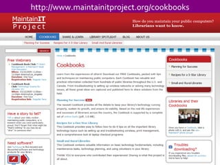 http://www.maintainitproject.org/cookbooks 