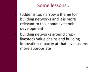 What explains pockets of success in fodder development?