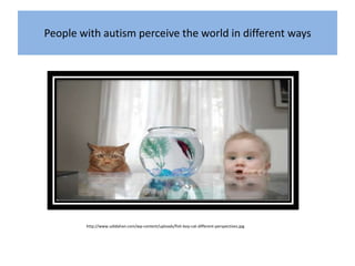 People with autism perceive the world in different wayshttp://www.udidahan.com/wp-content/uploads/fish-boy-cat-different-perspectives.jpg