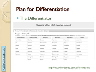Plan for Differentiation The Differentiator http://www.byrdseed.com/differentiator/   