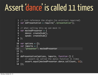 Assert ‘dance’ is called 11 times




Monday, October 22, 12
 
