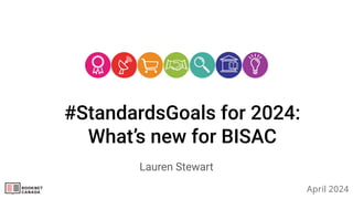 Lauren Stewart
#StandardsGoals for 2024:
What’s new for BISAC
April 2024
 