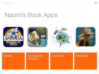 The ArtifactsX is for XrayFlip: Interactive
Storybook
Animalia
Naomi’s Book Apps
13
 