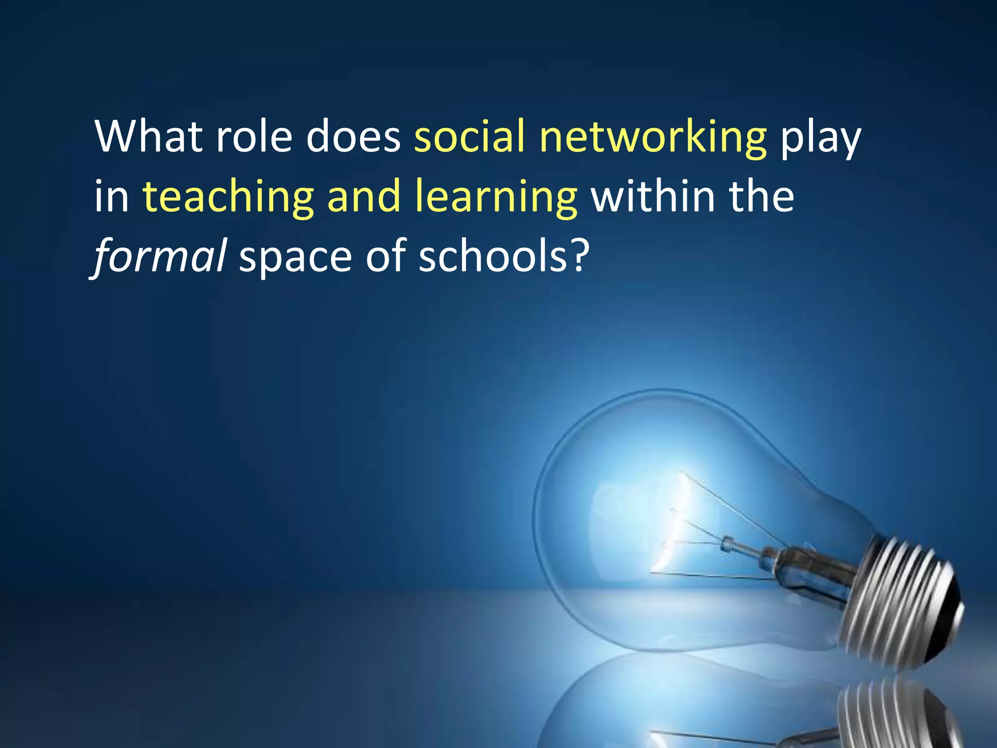 What role does social networking play in teaching and learning within the formal space of schools?  
