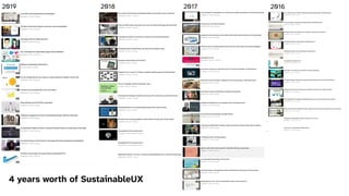 4 years worth of SustainableUX
2016
2017
2018
2019
 
