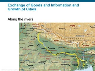 Exchange of Goods and Information and Growth of Cities Along the rivers