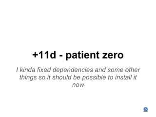 +11d - patient zero
I kinda fixed dependencies and some other
  things so it should be possible to install it
                     now
 