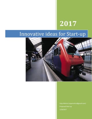 2017
Vijay Mohire (vijaymohire@gmail.com)
Proposed Start-up
1/28/2017
Innovative ideas for Start-up
 