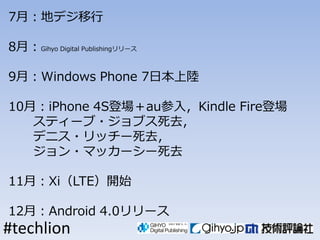 7£إǥ

8£Gihyo Digital Publishing`

9£Windows Phone 7ձ

10£iPhone 4Sǈau룬Kindle Fireǈ
   ƥ`?֥ȥ
   ǥ˥?å`ȥ
   ?ޥå``ȥ

11£XiLTE_ʼ

12£Android 4.0`
#techlion
 