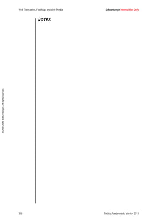 Well Trajectories, Field Map, and Well Predict Schlumberger Internal Use Only
318 Techlog Fundamentals, Version 2012
©2011-2013Schlumberger.Allrightsreserved.
NOTES
 