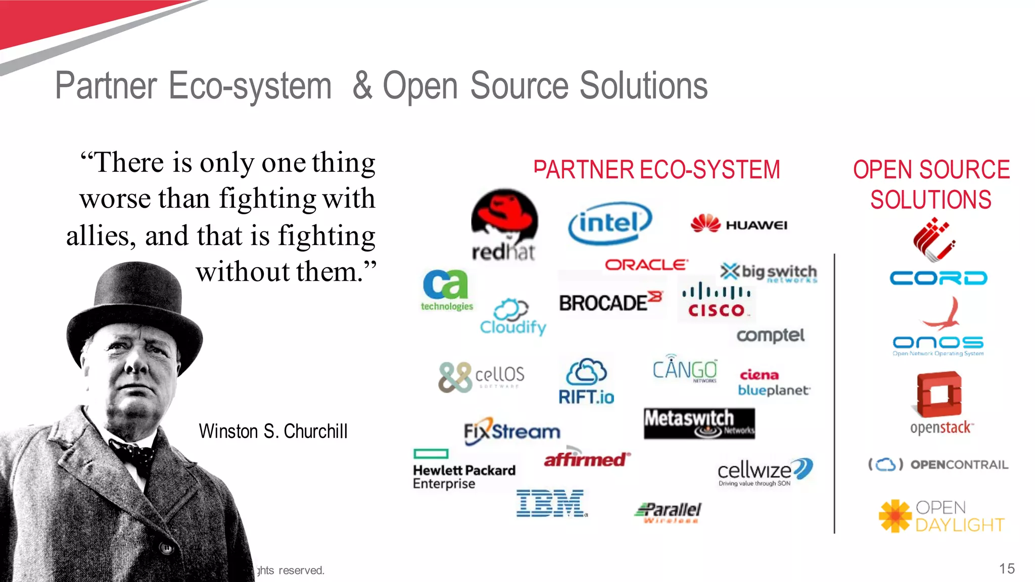 15Copyright   ©  2016   Tech  Mahindra.   All  rights  reserved.
PARTNER ECO-SYSTEM OPEN SOURCE
SOLUTIONS
Partner Eco-system & Open Source Solutions
“There is only one thing
worse than fighting with
allies, and that is fighting
without them.”
Winston S. Churchill
 