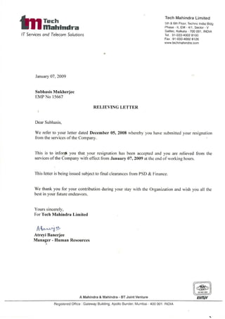 Release Letter - Tech Mahindra