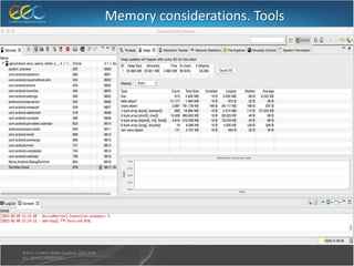 Memory considerations. Tools
 