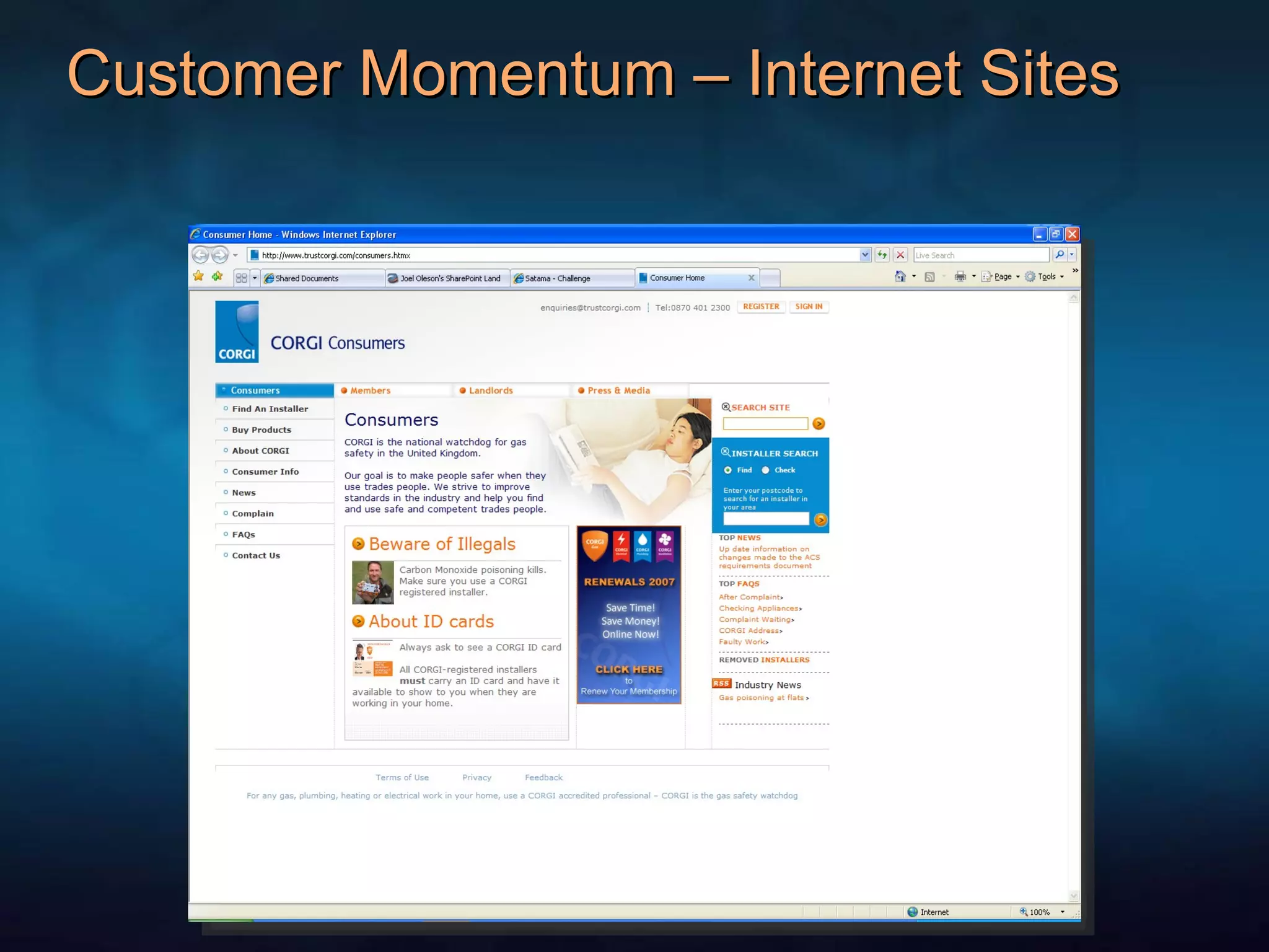 Customer Momentum – Internet Sites 