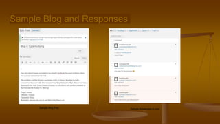 Sample Blog and Responses
Sample Blog Post Sample Responses to post
 