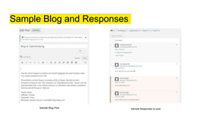Sample Blog and Responses
Sample Blog Post Sample Responses to post
 