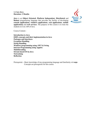 6 Weeks Project Based Summer Training | PDF