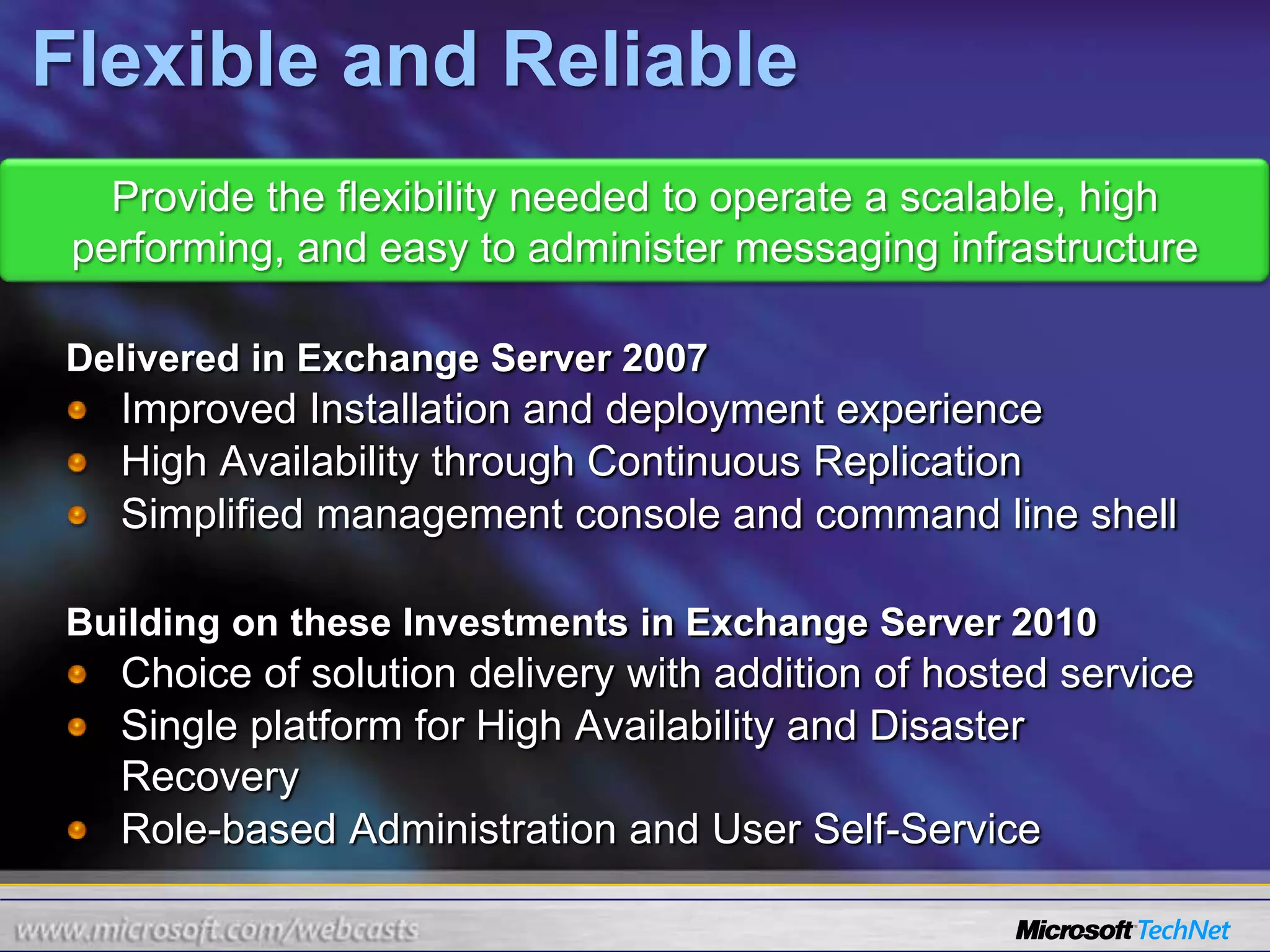 Protect CommunicationsAutomatically Protect MessagesWith Centralized Rights Management RulesAutomatic Content-Based Protection:Transport Rule action to apply RMS template to e-mail or voice mail