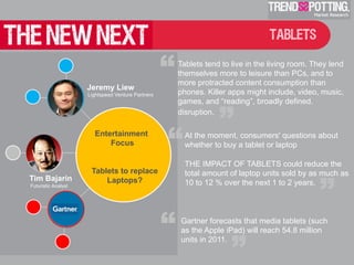 TABLETS



                     Jeremy Liew
                                                   “   Tablets tend to live in...