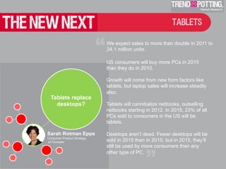 TABLETS


                            “   We expect sales to more than double in 2011 to
                                2...